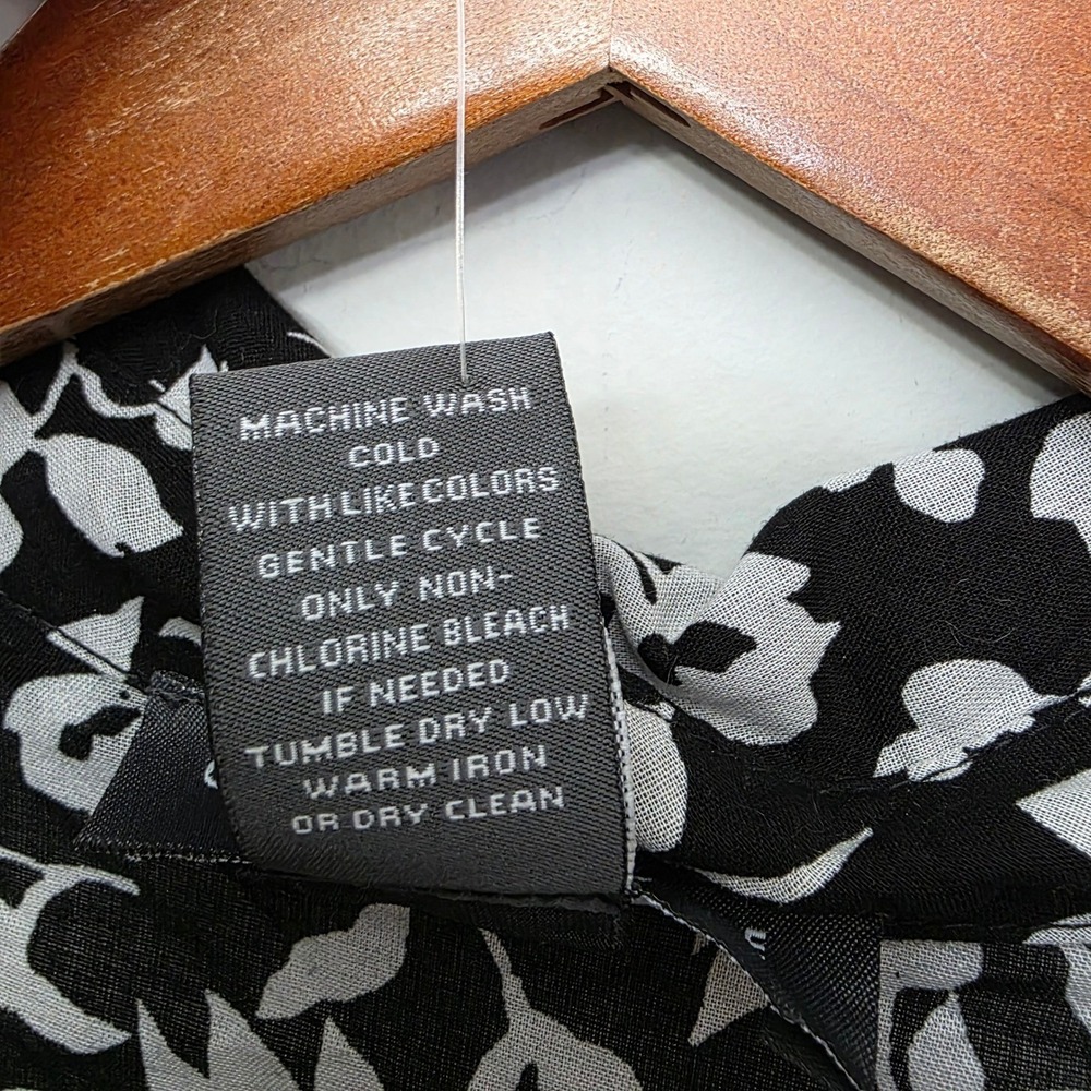 Chelsea & Theodore XL Black White Floral Cotton Smocked Midi Dress Sleeveless - Picture 8 of 13
